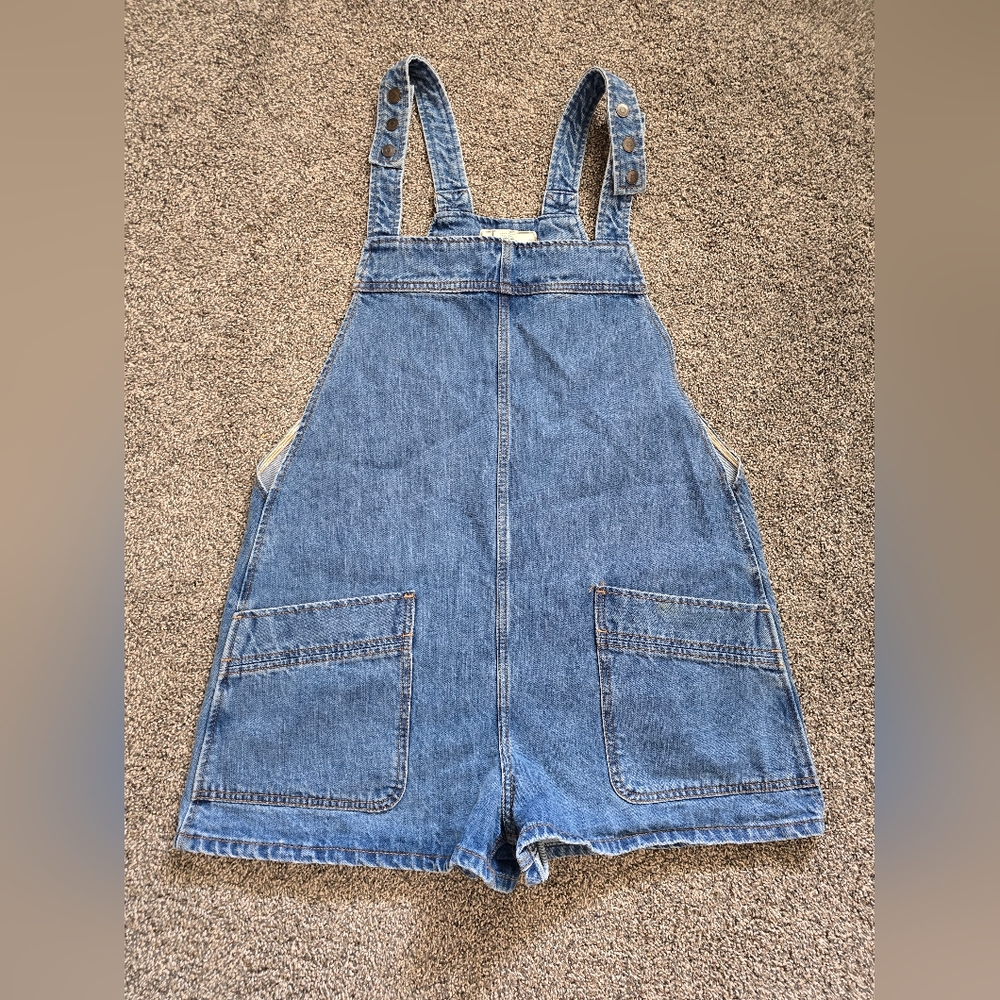 Free People Denim Short Overalls